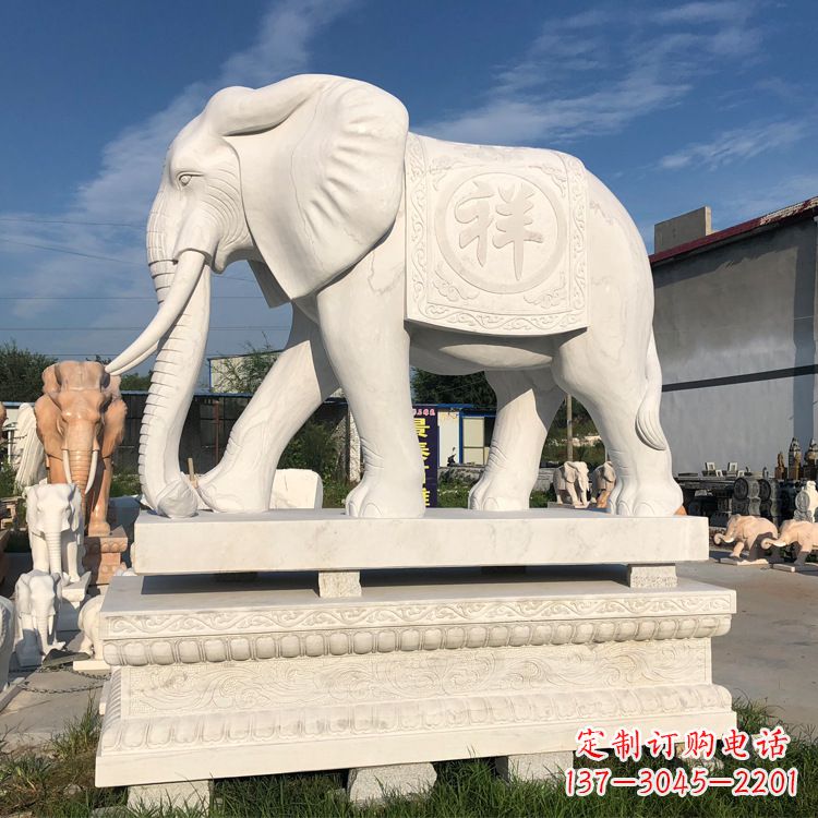 福建现代工艺石雕大象雕塑