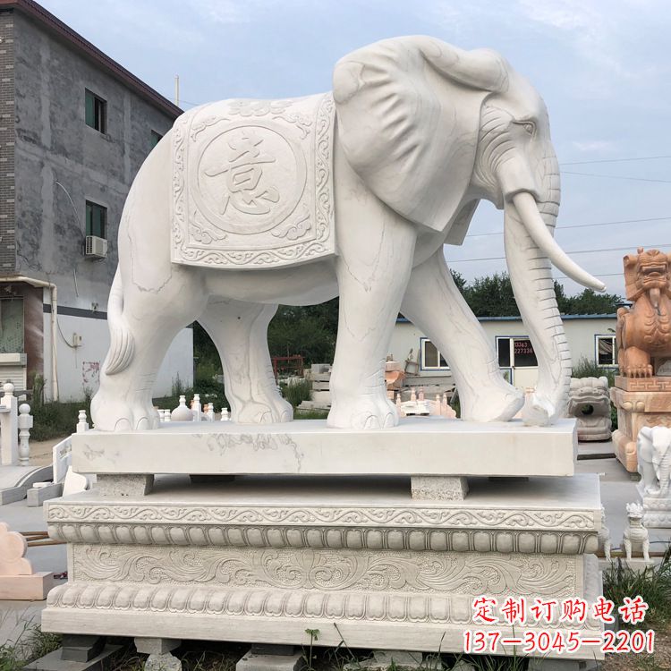 福建精美汉白玉雕塑:观音大象