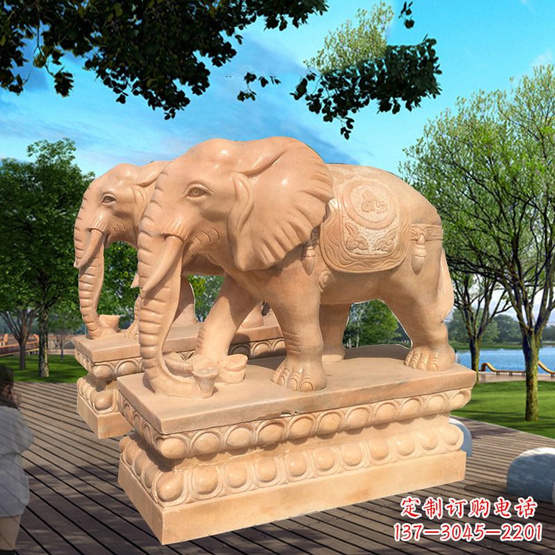 福建多色大象塑像,艺术雕刻体现彩色生活