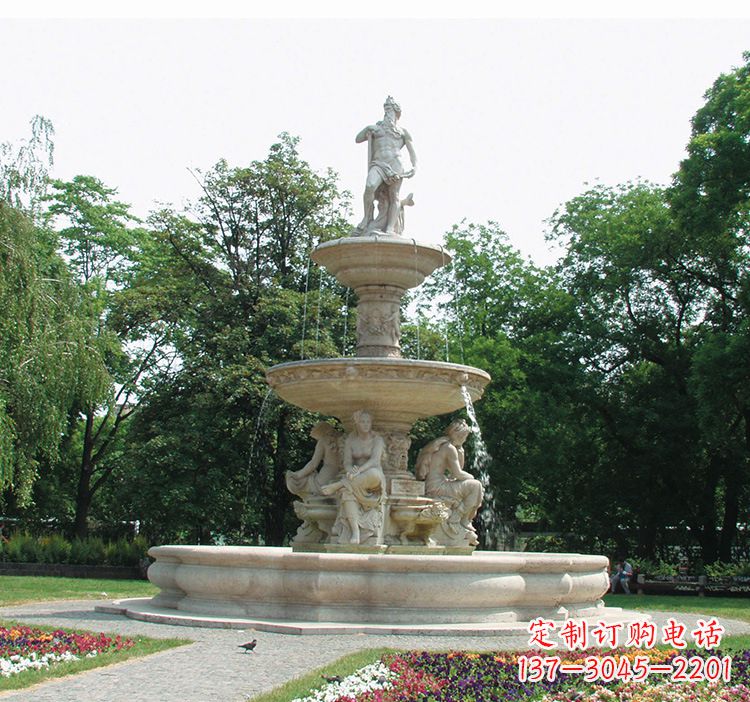 福建石雕跌水喷泉塑型,给园林增添美感
