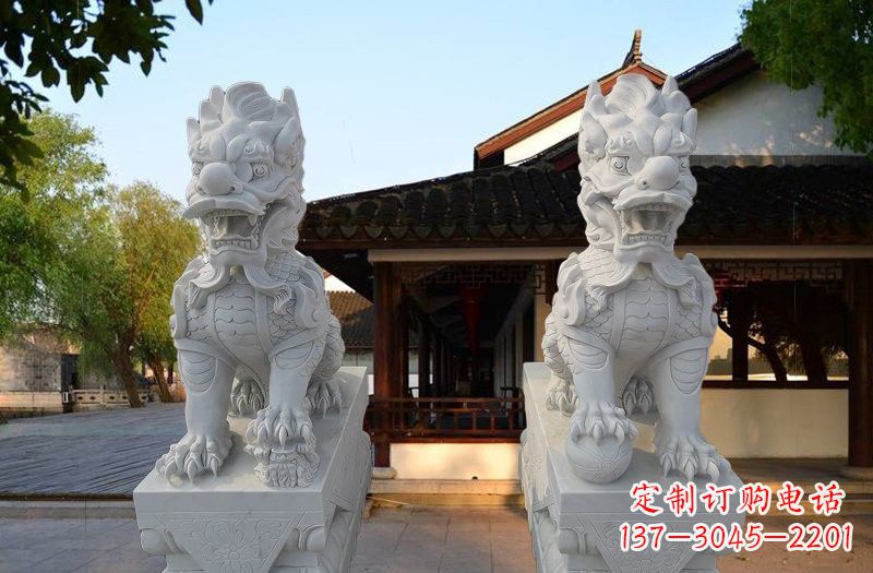 福建精美汉白玉麒麟雕塑