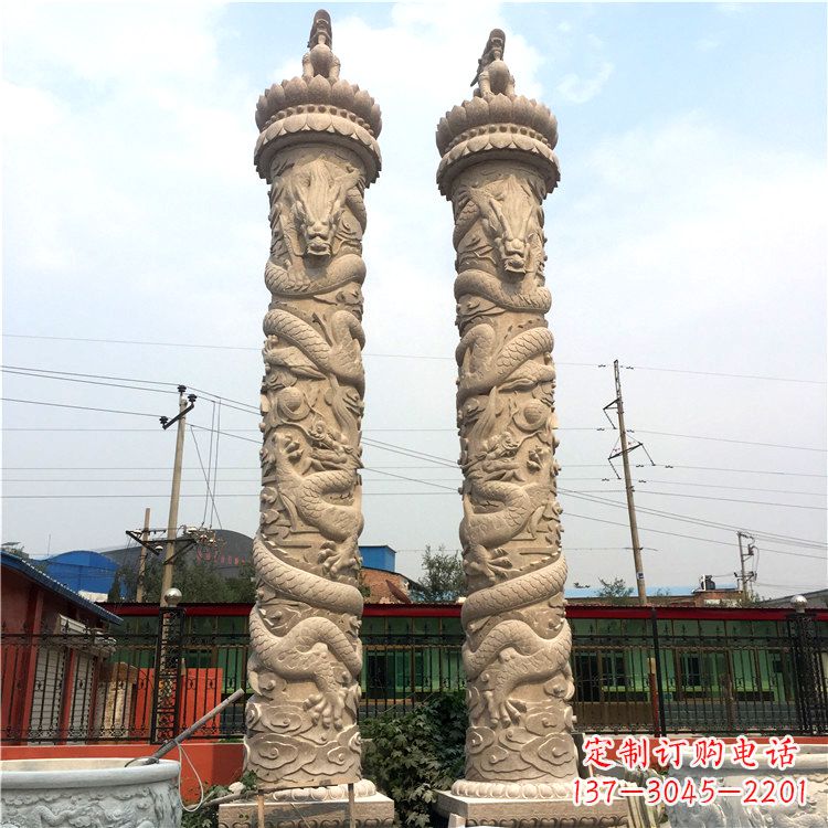福建石雕华表盘龙柱,雕塑工艺的精美展示