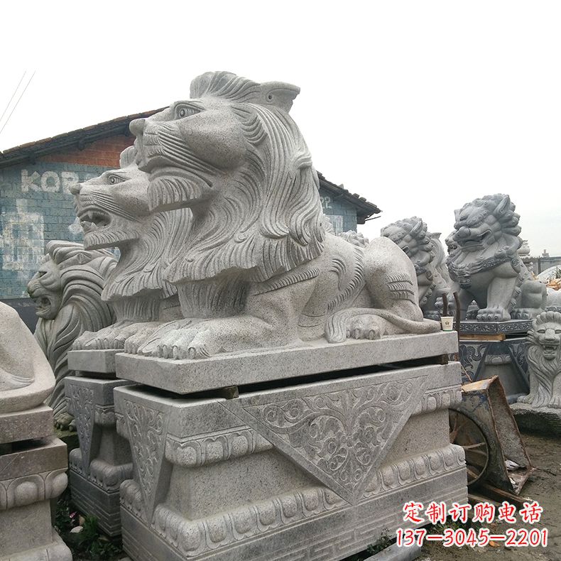 福建优质石雕汇丰狮子雕塑