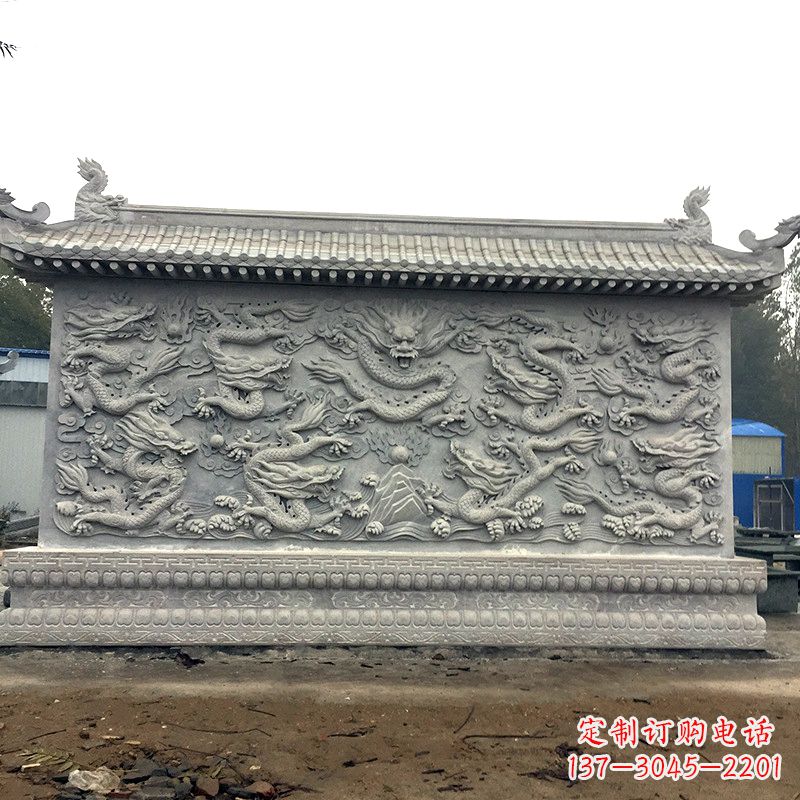 福建中领雕塑:精美九龙壁雕塑,添彩寺庙庭院