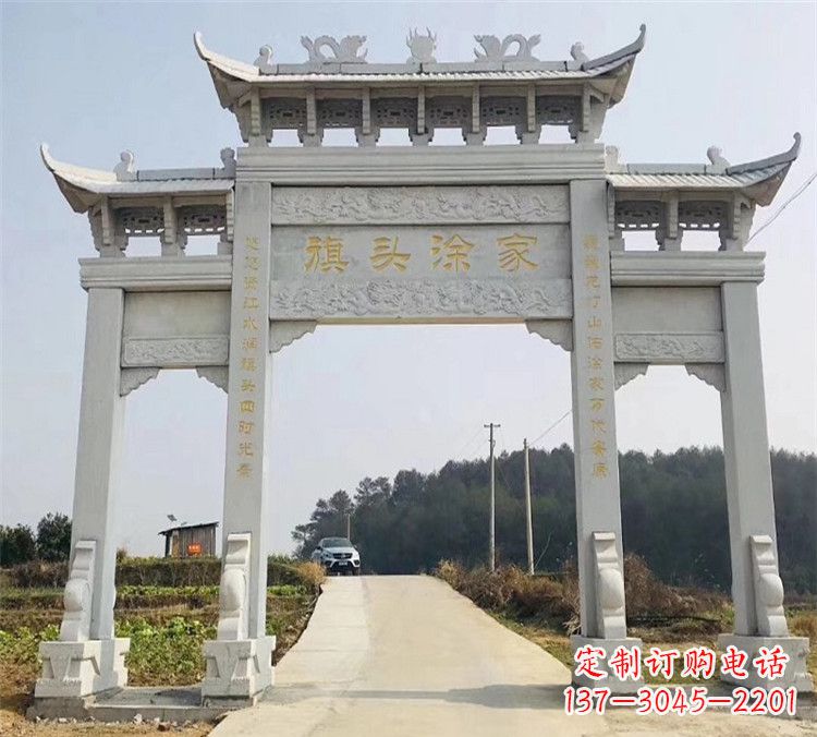 福建精致定制石雕牌楼雕塑