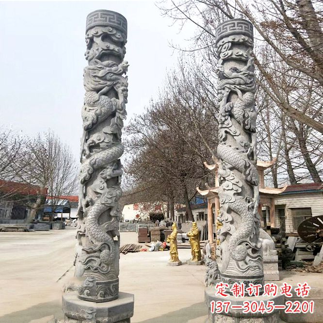 福建中领雕塑传统工艺制作精美石雕盘龙柱
