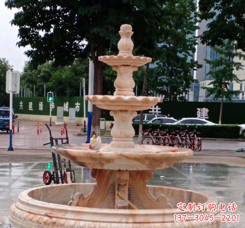 福建石雕喷泉钵,非凡水景体验