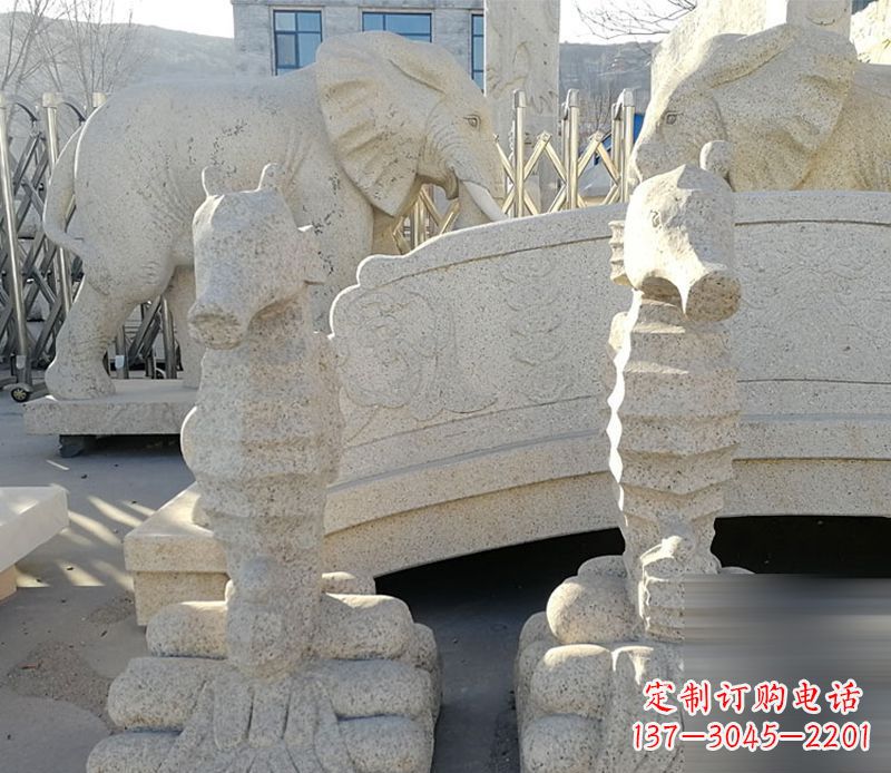 福建中领雕塑海马石雕静谧可爱