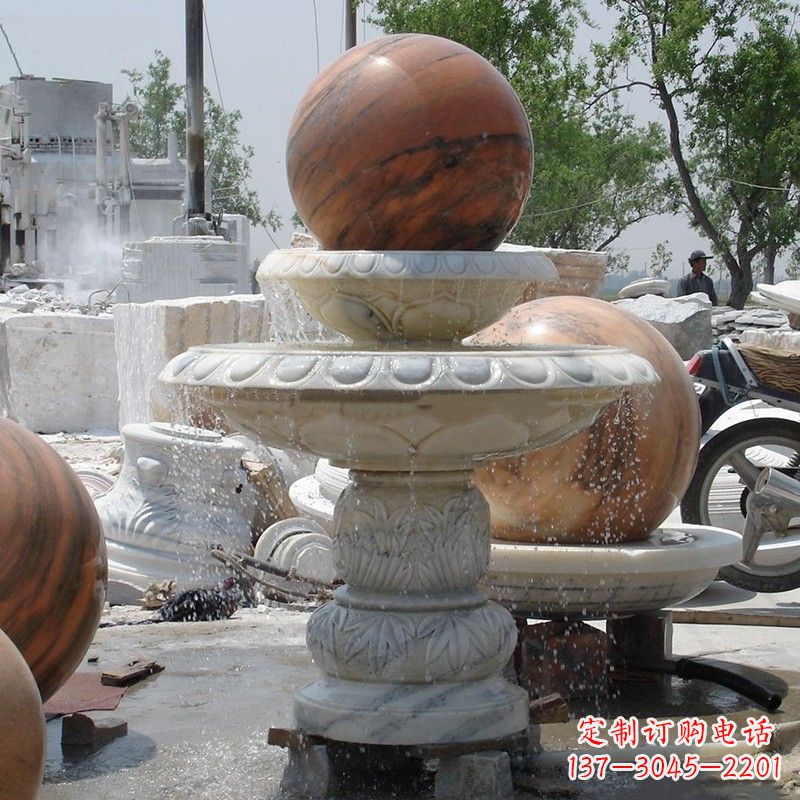 福建艺术精美的青石风水球雕塑