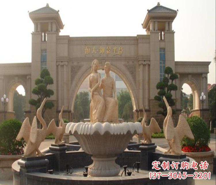 福建石雕西方人物喷泉雕塑
