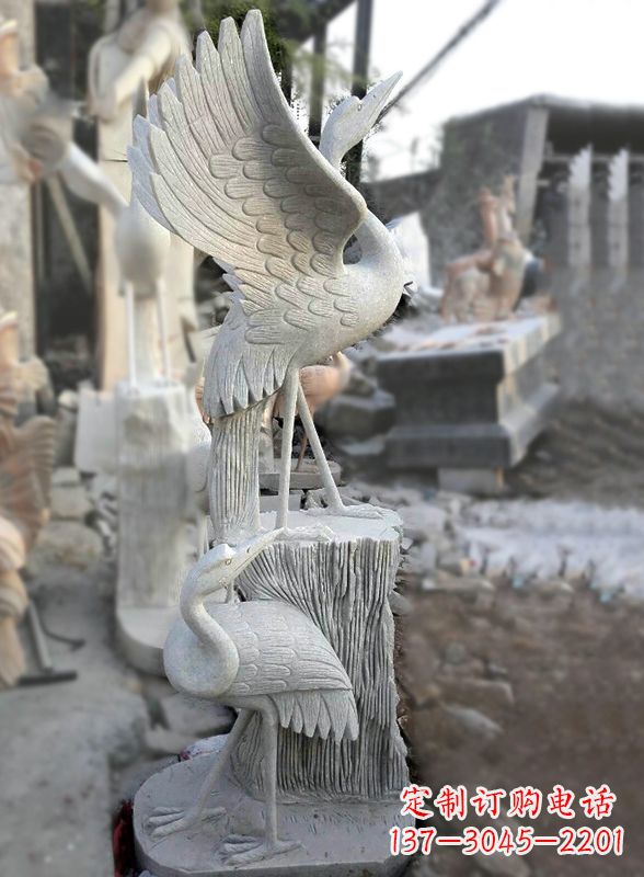福建石雕仙鹤景观摆件