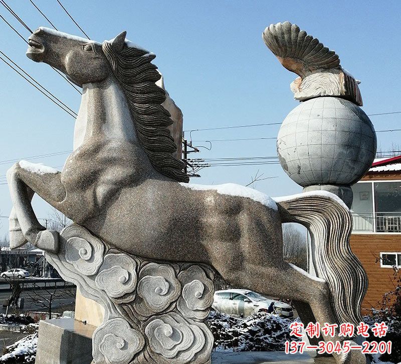 福建石雕祥云奔马