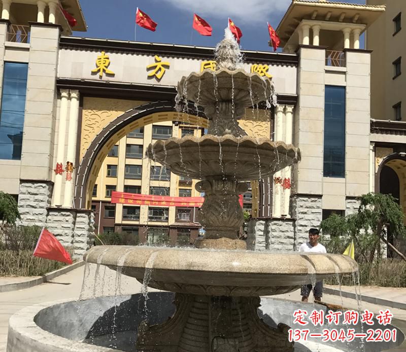 福建石雕小区大型喷泉雕塑