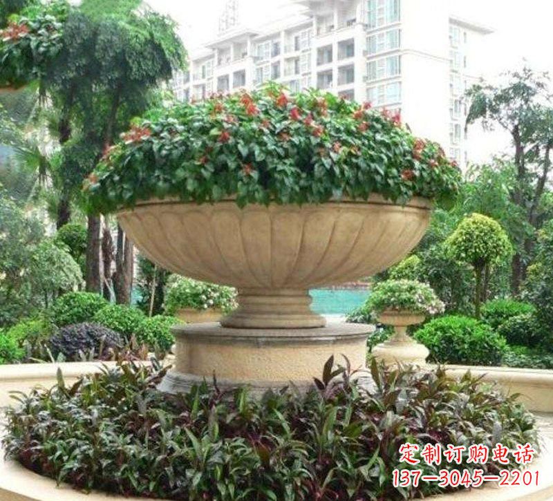 福建石雕小区花盆