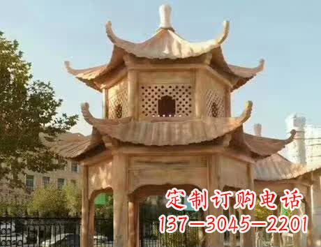 福建石雕小区景观双层凉亭