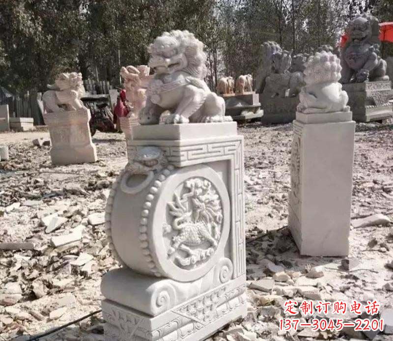 福建石雕园林狮子抱鼓石