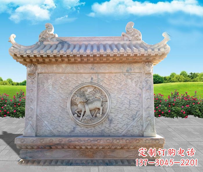 福建石浮雕麒麟庭院影壁