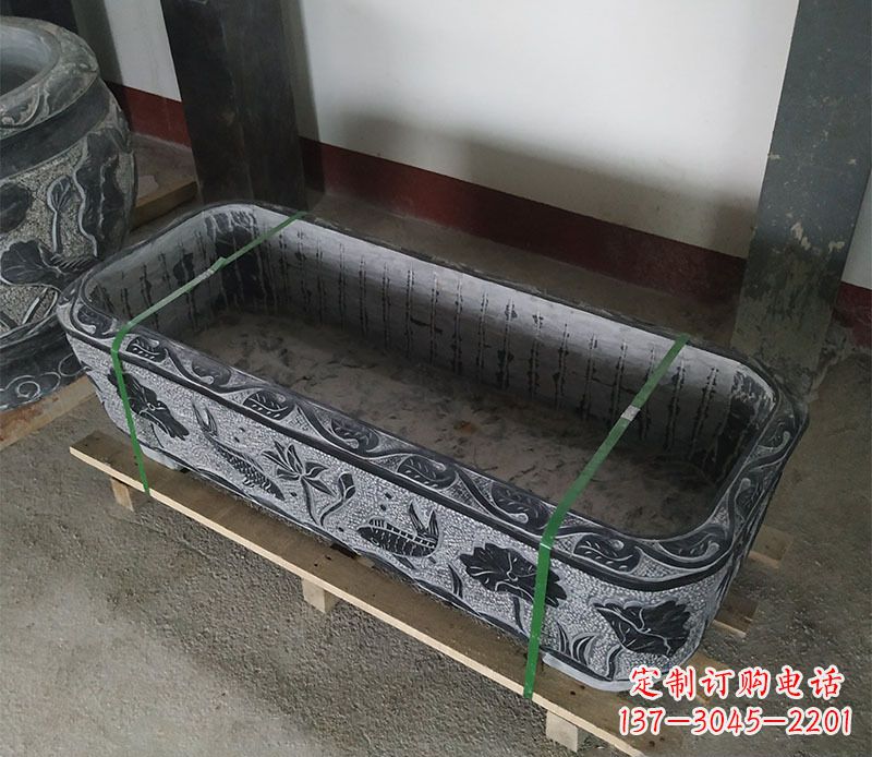 福建石浮雕鱼缸仿古鱼缸石雕