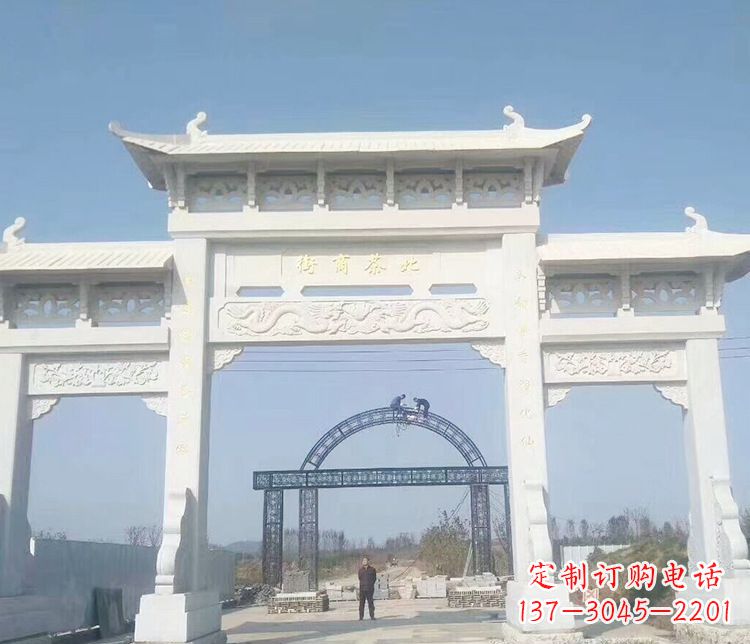 福建石牌坊三门牌坊石雕 (4)