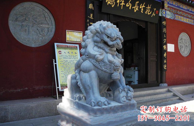 福建石狮子寺庙门口石雕