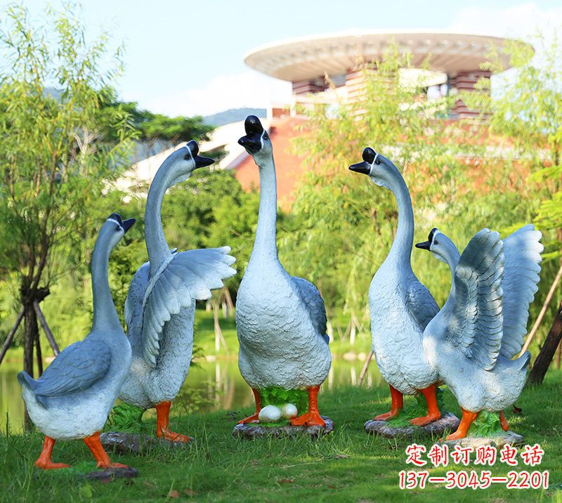 福建树脂工艺品玻璃钢雕塑商场美陈户外园林景观装饰品仿真动物鹅摆件