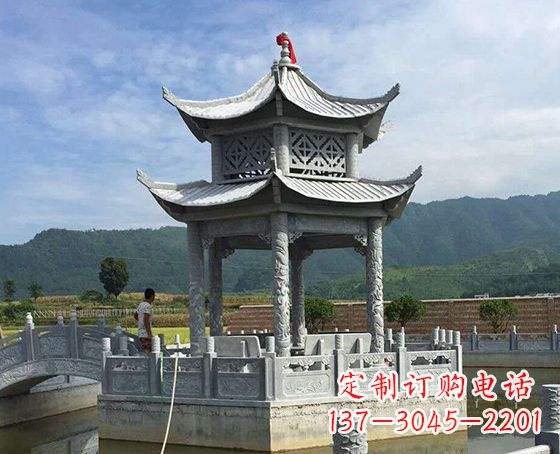 福建双层仿古凉亭石雕_1