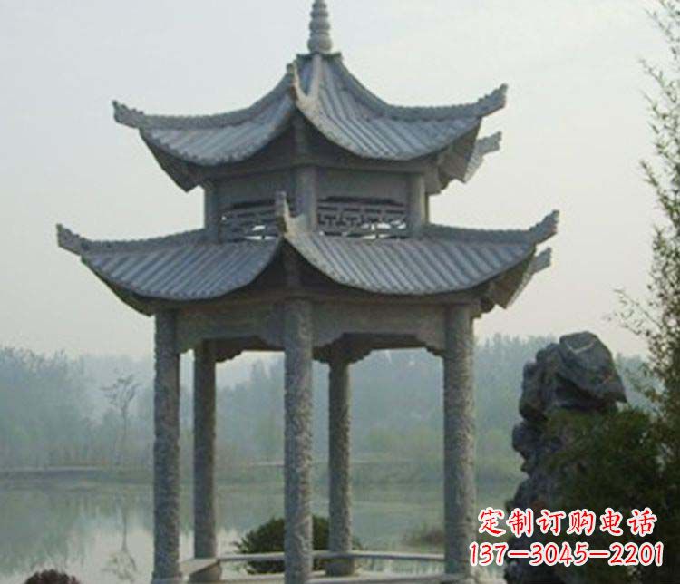 福建双层仿古凉亭石雕_2
