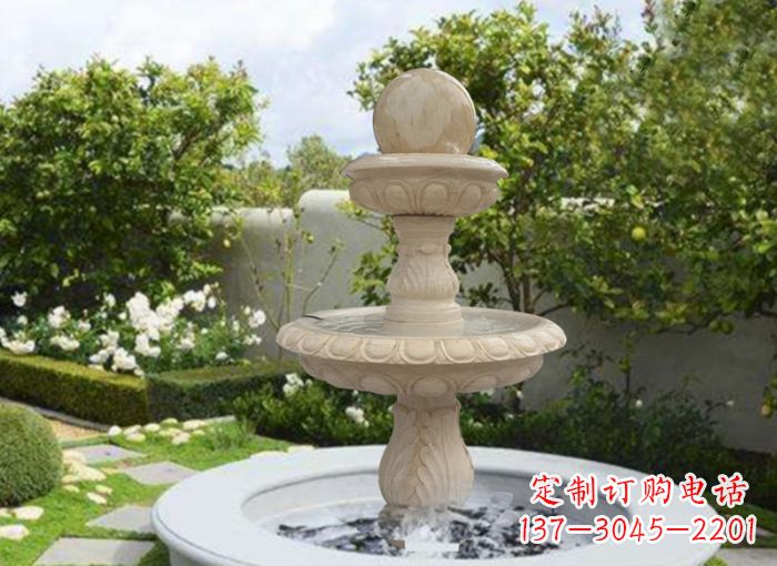 福建双层风水球喷泉别墅石雕