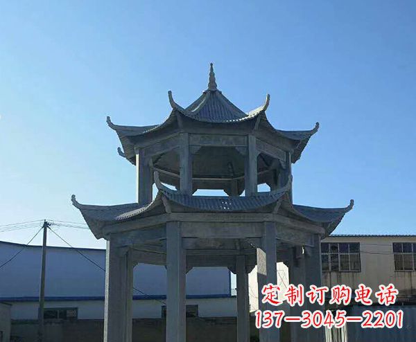 福建双层仿古石凉亭石雕_1