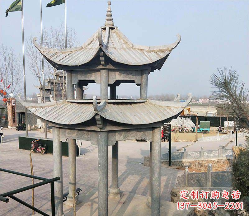 福建双层户外凉亭石雕
