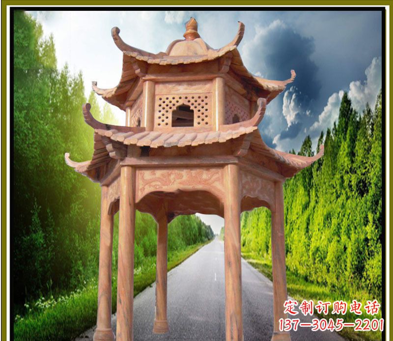 福建双层凉亭园林石雕