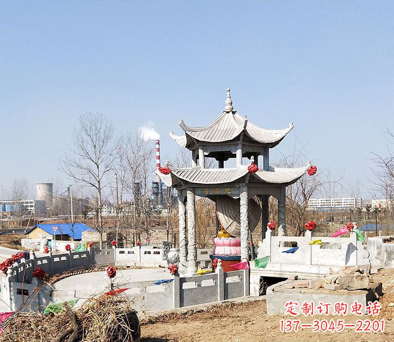 福建双层石凉亭石雕 (2)