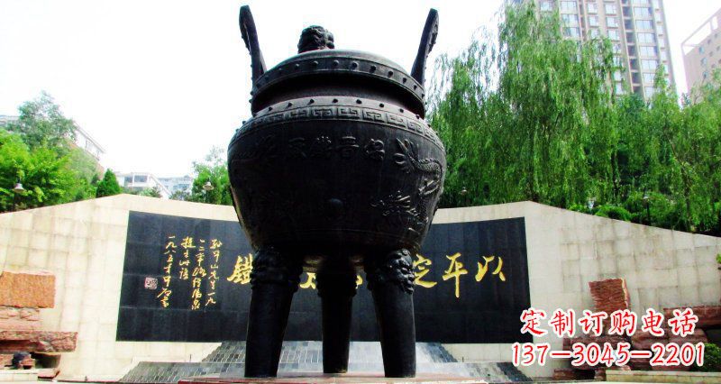 福建双龙戏珠广场香炉铜雕景观雕塑