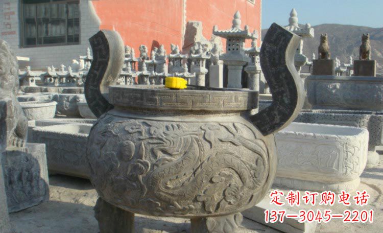 福建双龙戏珠浮雕香炉铜雕