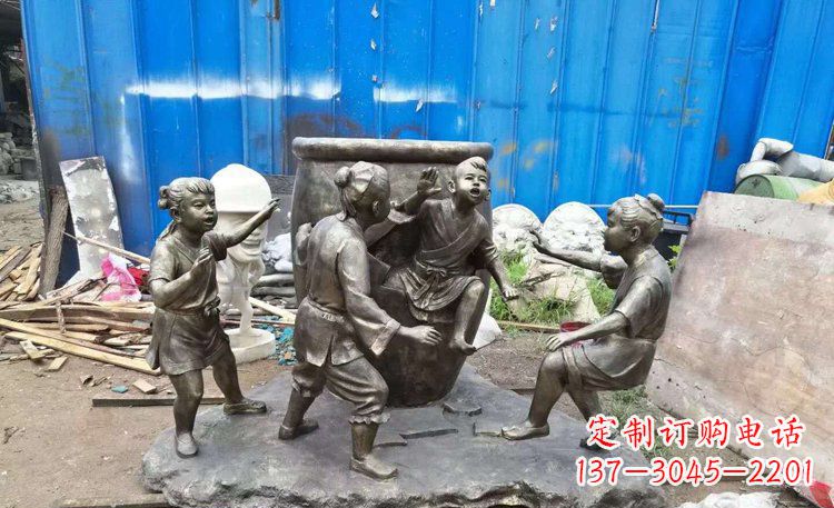 福建司马光砸缸铜雕 (2)