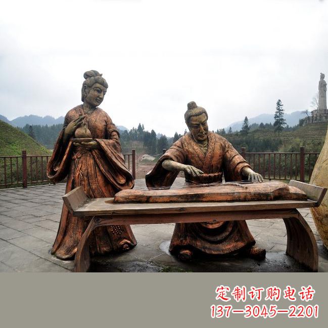福建司马相如与卓文君铜雕塑像-城市广场历史名人情景雕塑
