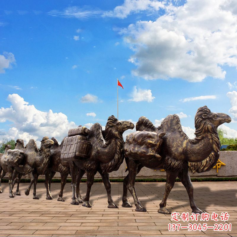 福建丝绸之路骆驼队仿铜景观雕塑