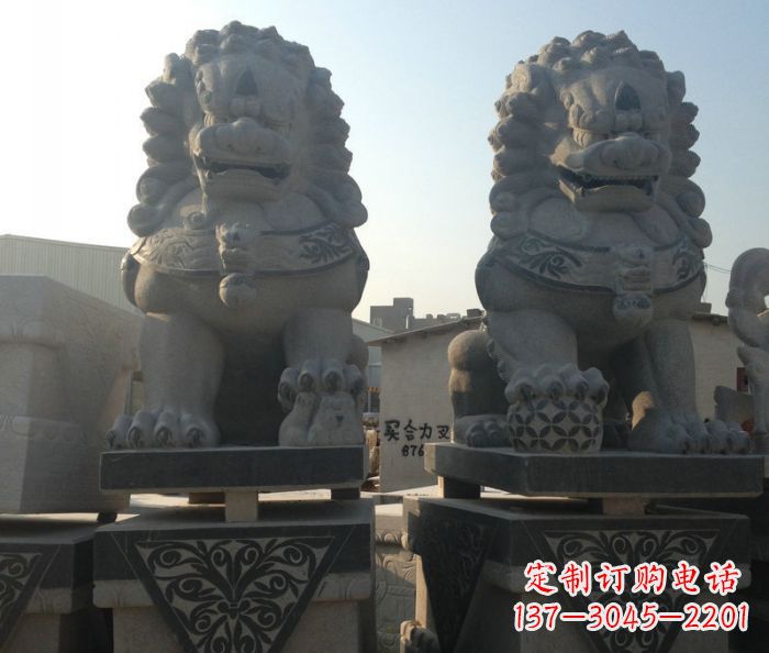 福建寺庙景观仿古石狮子 (2)