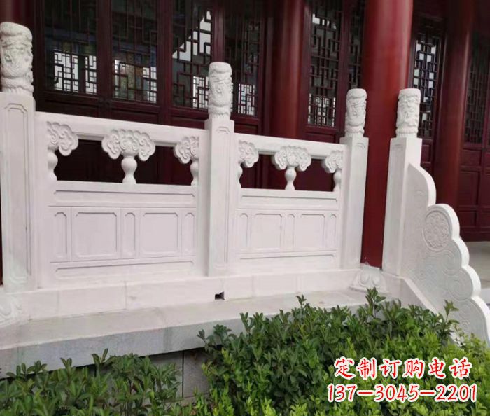 福建寺庙景观汉白玉石浮雕栏板 (3)