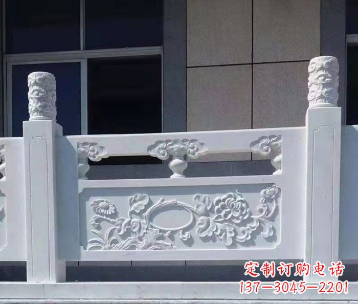 福建寺庙景观汉白玉石浮雕栏板 (4)