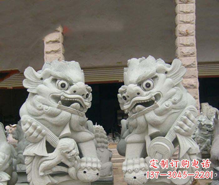 福建寺庙景观南方狮子石雕 (2)