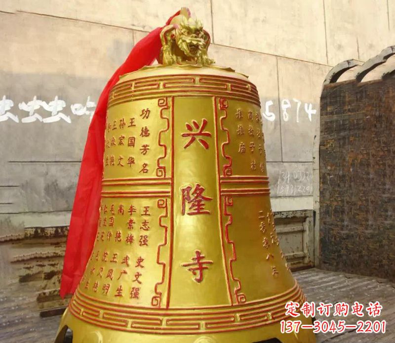 福建寺庙景观铜钟雕塑