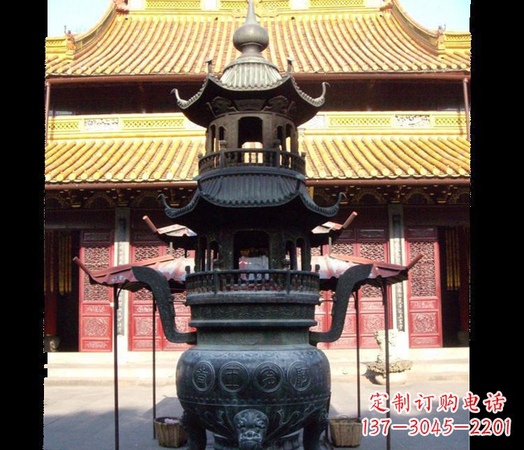 福建寺庙景观香炉铜雕