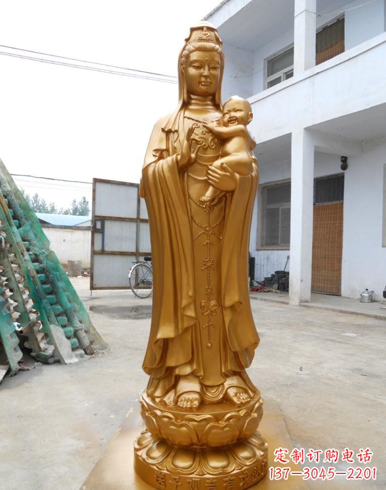 福建寺庙立式送子观音铜雕