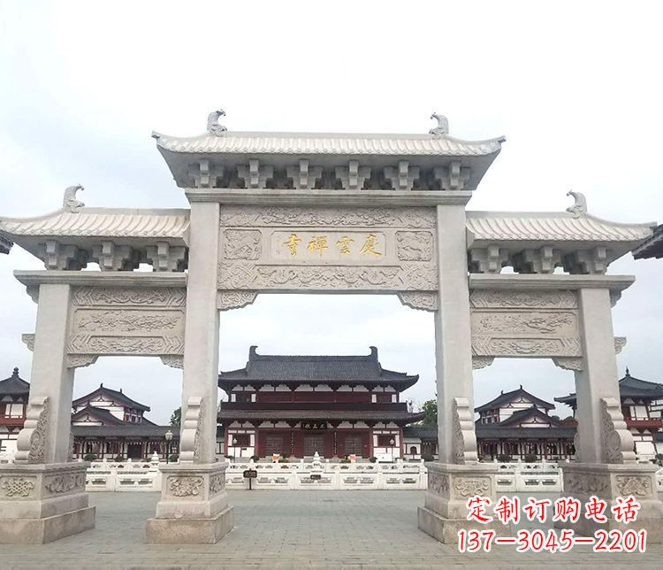 福建寺庙三门牌坊石雕