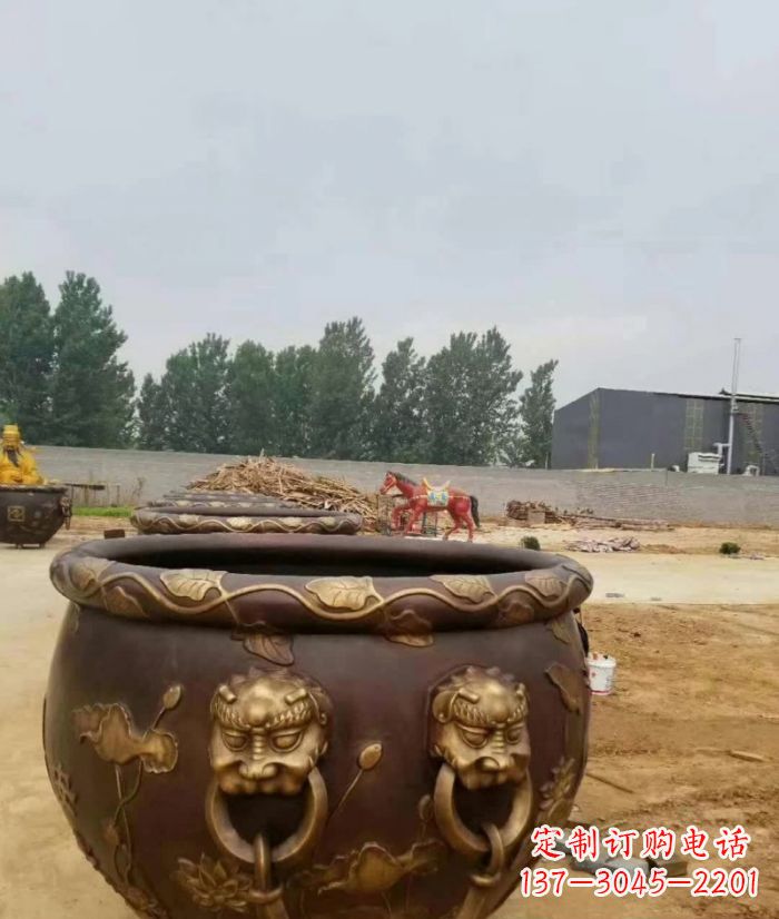 福建寺庙水缸铜雕 (4)