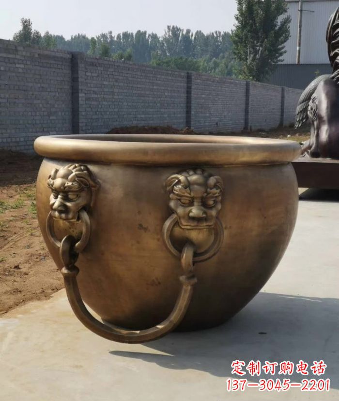 福建寺庙铜雕水缸
