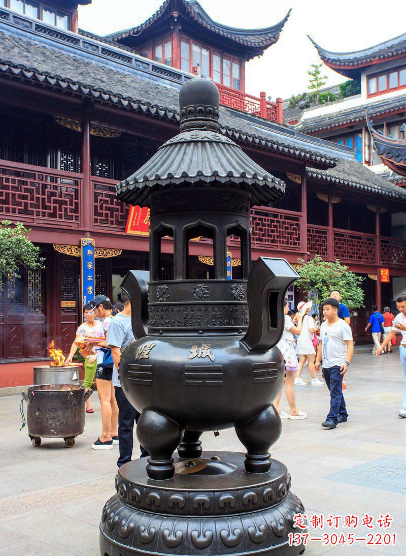 福建寺庙铜香炉铜雕 (2)