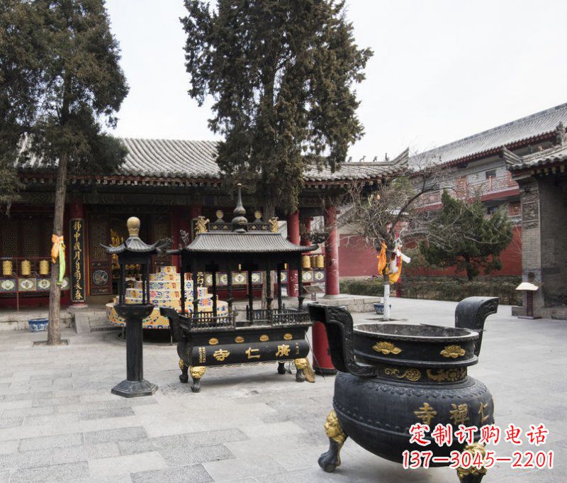 福建寺庙铜香炉铜雕