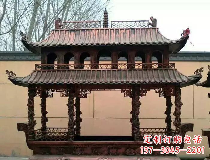 福建寺庙香炉铜雕 (3)